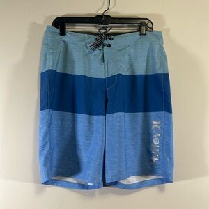 Hurley blue striped board shorts size 32